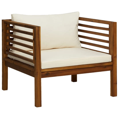 Chaise de jardin avec coussins blanc crème Bois d'acacia massif