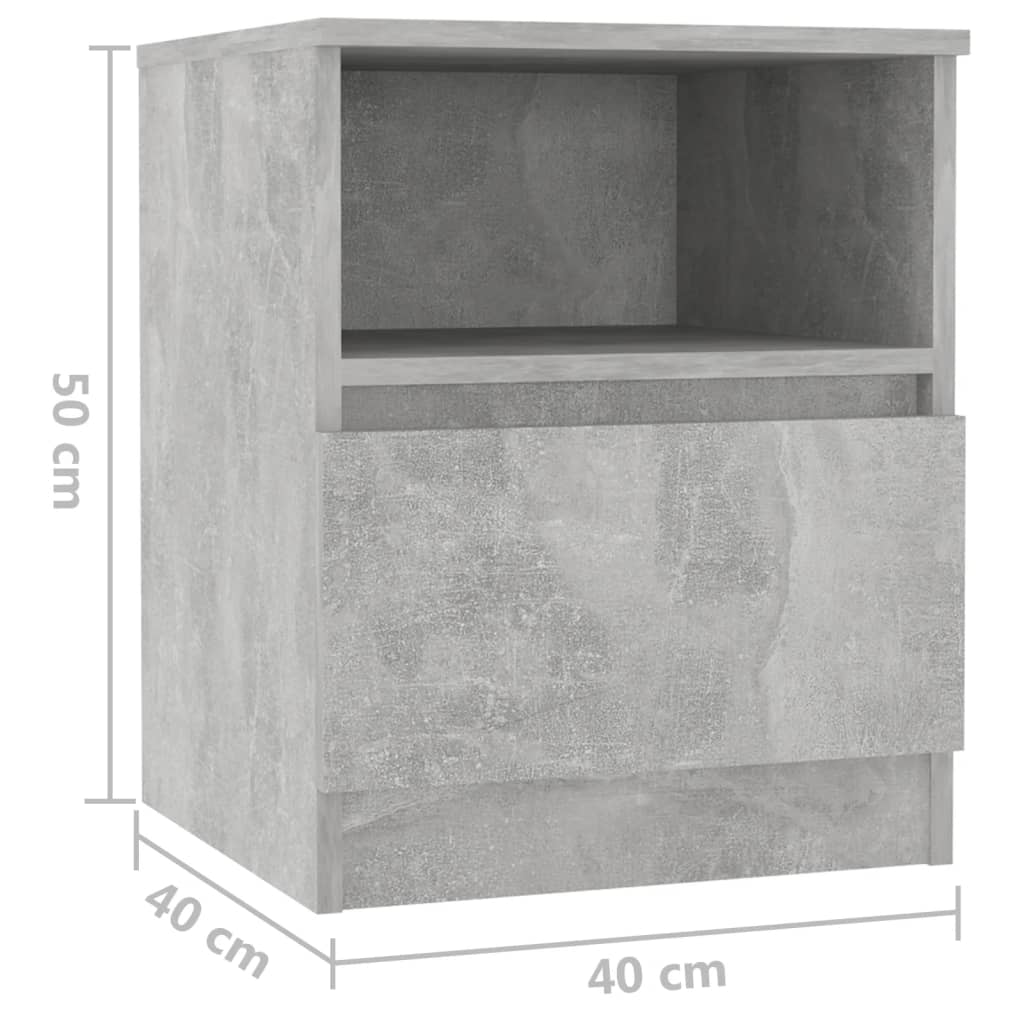 Table de chevet Gris béton 40x40x50 cm Aggloméré