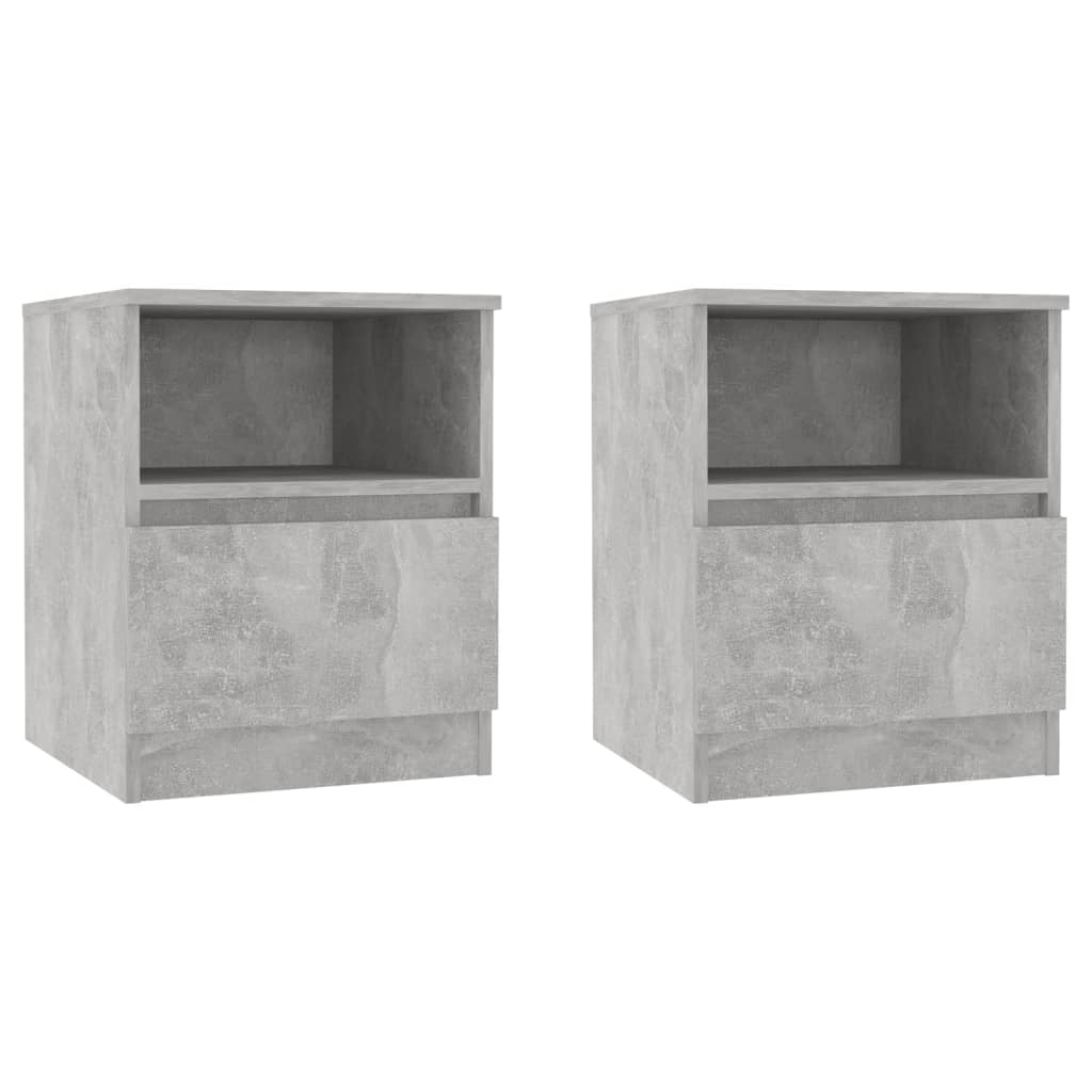 Tables de chevet 2 pcs Gris béton 40x40x50 cm Aggloméré