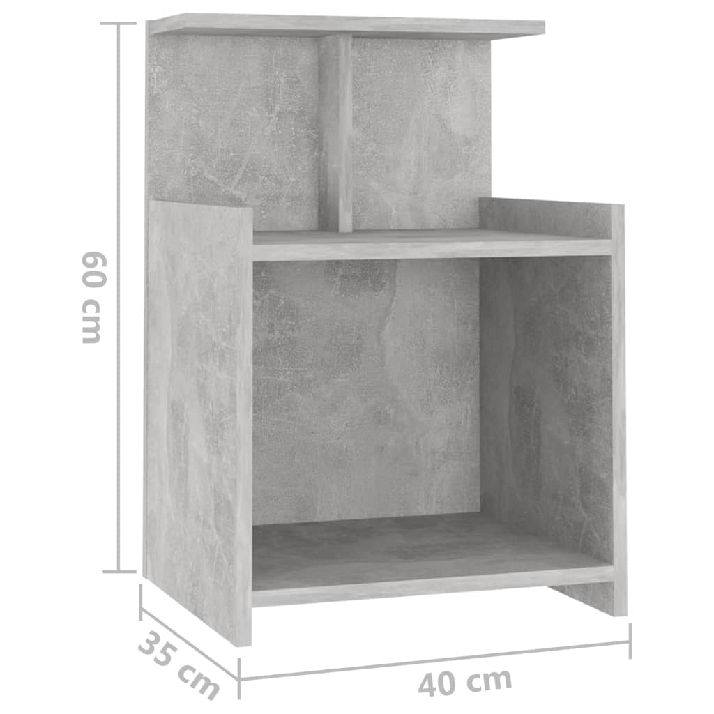 Table de chevet Gris béton 40x35x60 cm Aggloméré