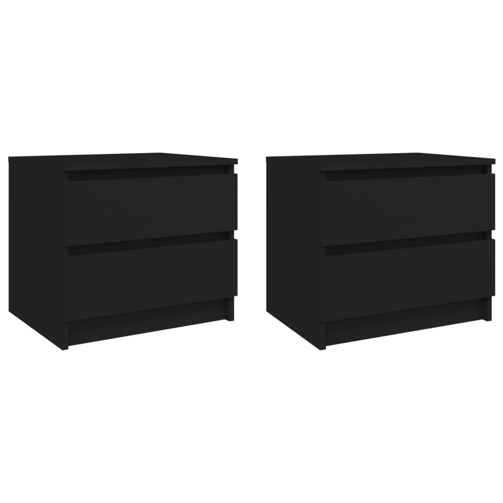 Tables de chevet 2 pcs Noir 50x39x43,5 cm Aggloméré