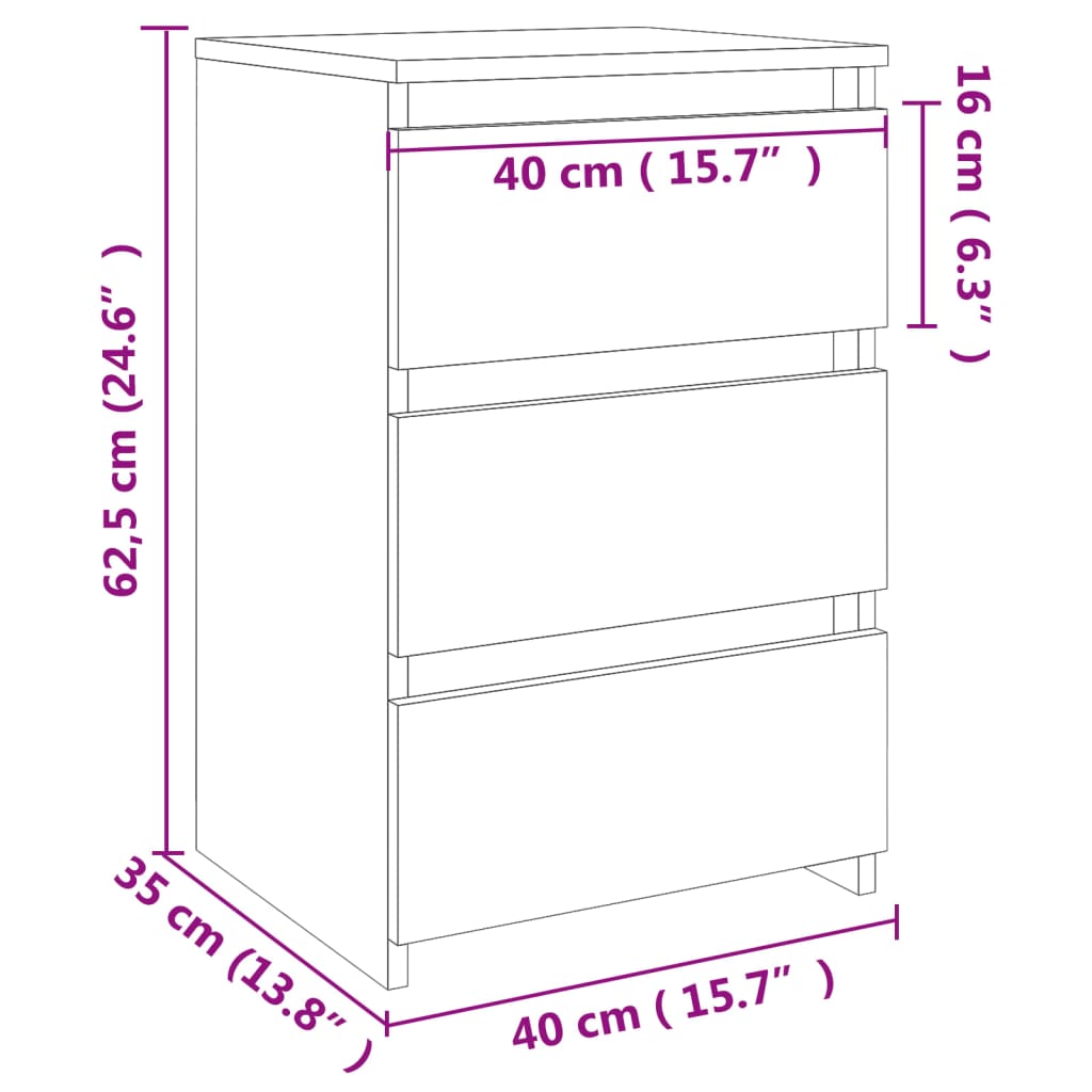 Table de chevet Chêne sonoma 40x35x62,5 cm bois d'ingénierie