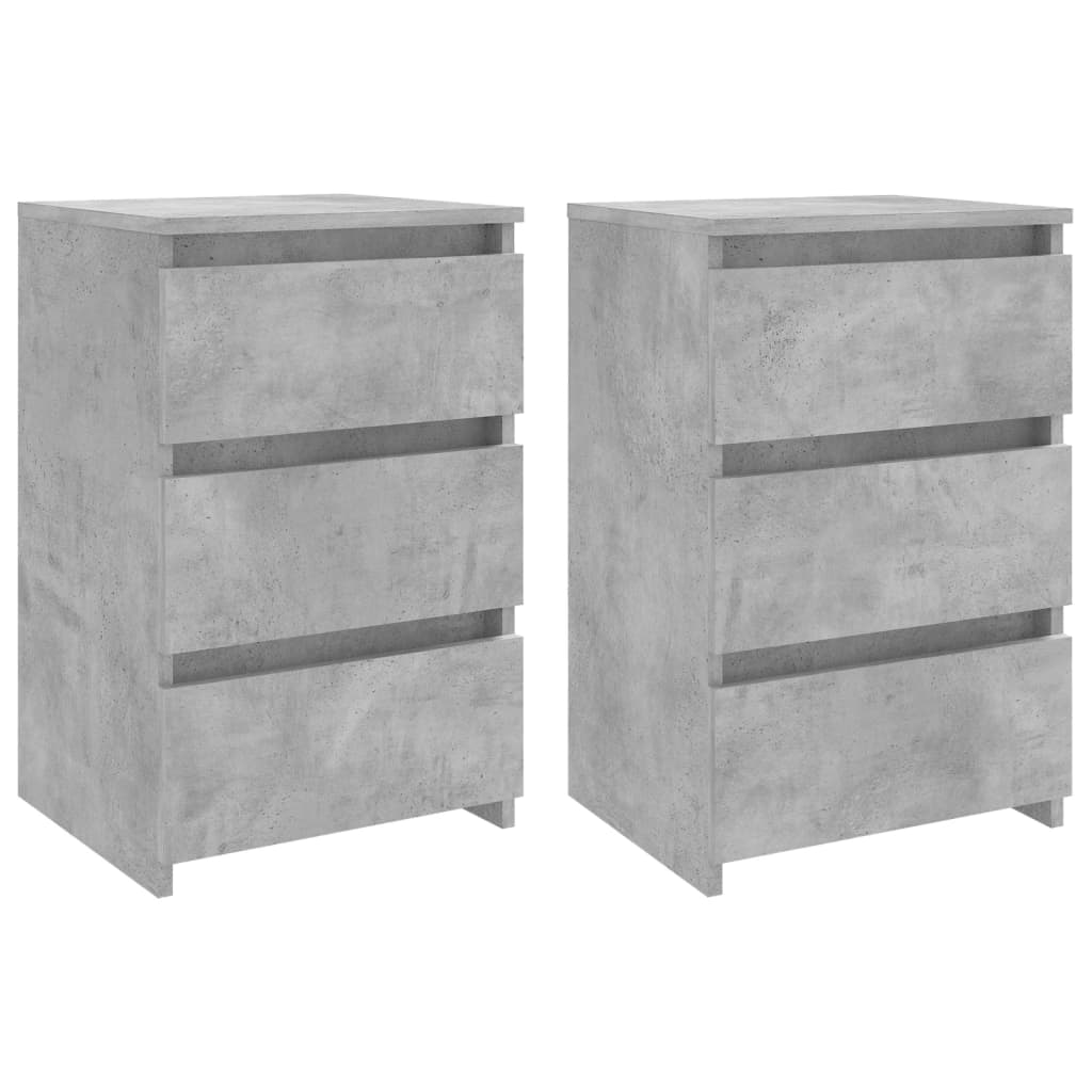 Tables de chevet 2 pcs Gris béton 40x35x62,5 cm Aggloméré