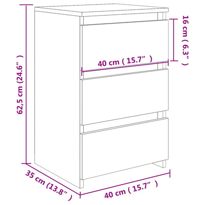 Tables de chevet 2 pcs Gris béton 40x35x62,5 cm Aggloméré