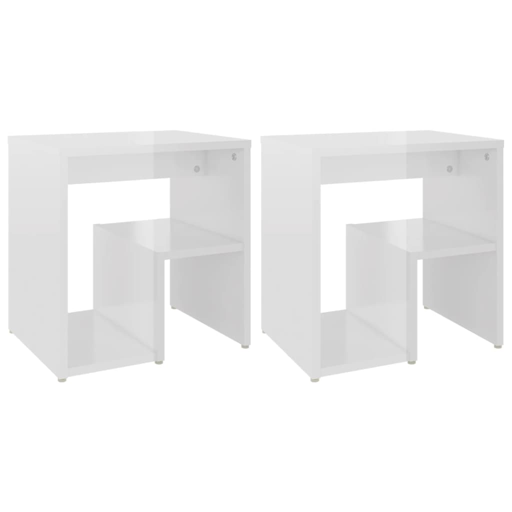 Tables de chevet 2pcs blanc brillant 40x30x40cm bois ingénierie