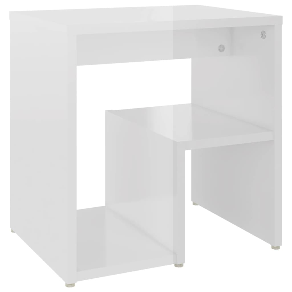 Tables de chevet 2pcs blanc brillant 40x30x40cm bois ingénierie