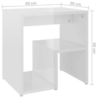 Tables de chevet 2pcs blanc brillant 40x30x40cm bois ingénierie