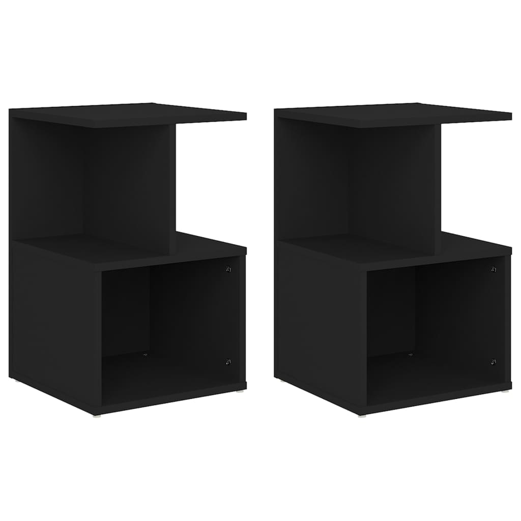 Tables de chevet 2 pcs noir 35x35x55 cm bois d'ingénierie