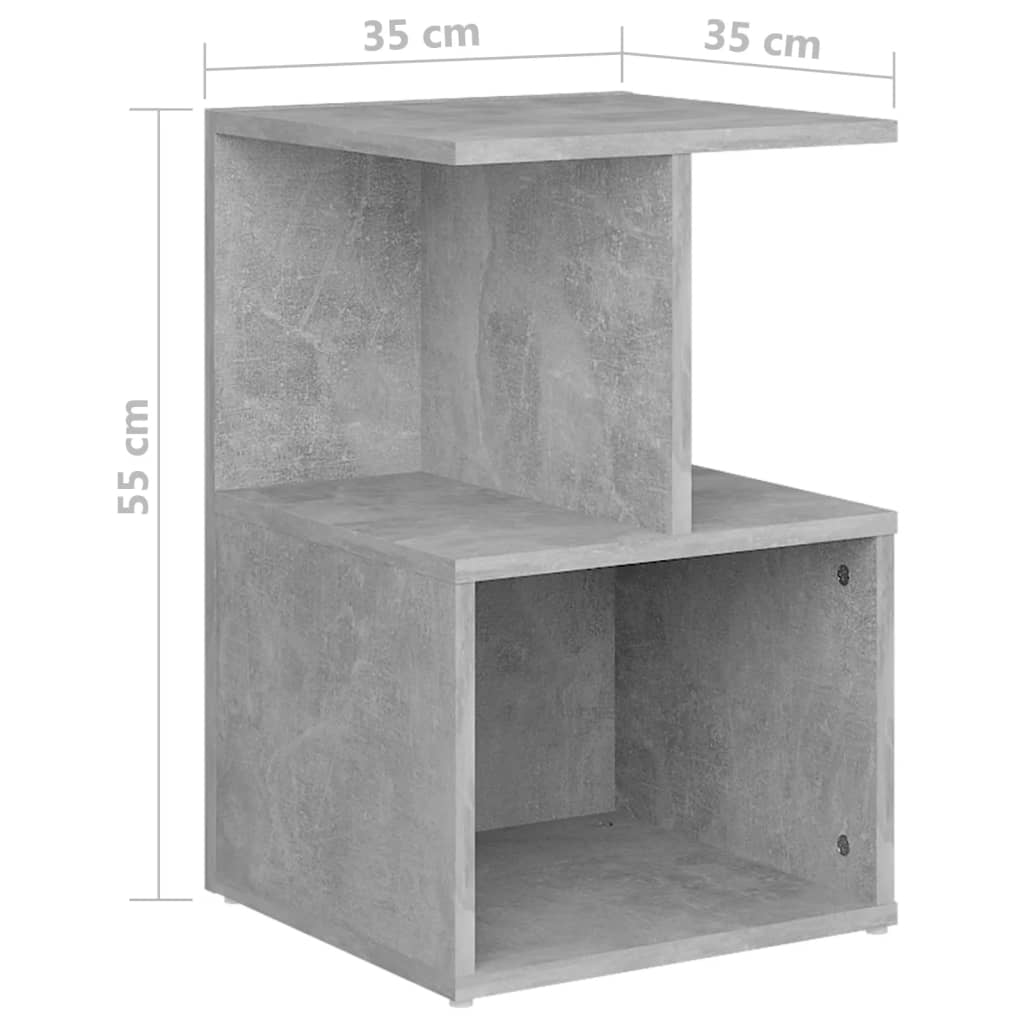 Table de chevet gris béton 35x35x55 cm bois d'ingénierie