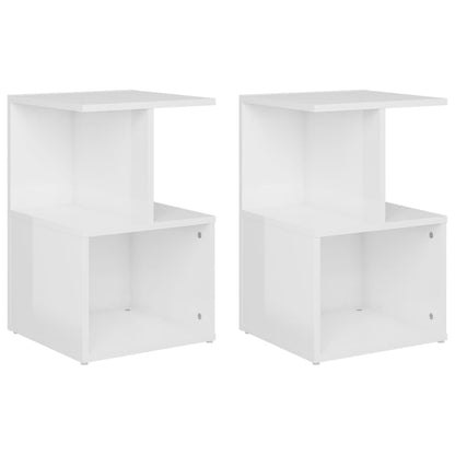 Tables de chevet 2pcs Blanc brillant 35x35x55cm bois ingénierie