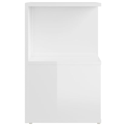 Tables de chevet 2pcs Blanc brillant 35x35x55cm bois ingénierie