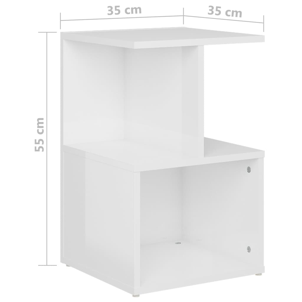 Tables de chevet 2pcs Blanc brillant 35x35x55cm bois ingénierie