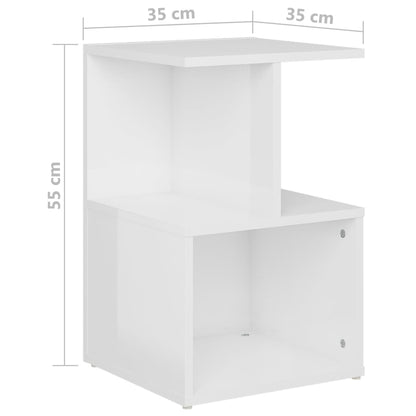 Tables de chevet 2pcs Blanc brillant 35x35x55cm bois ingénierie