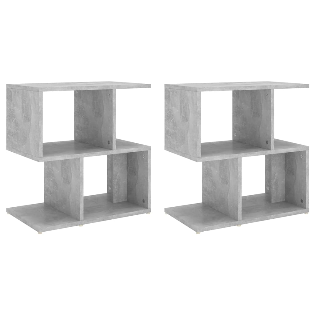 Tables de chevet 2pcs gris béton 50x30x51,5cm bois d'ingénierie