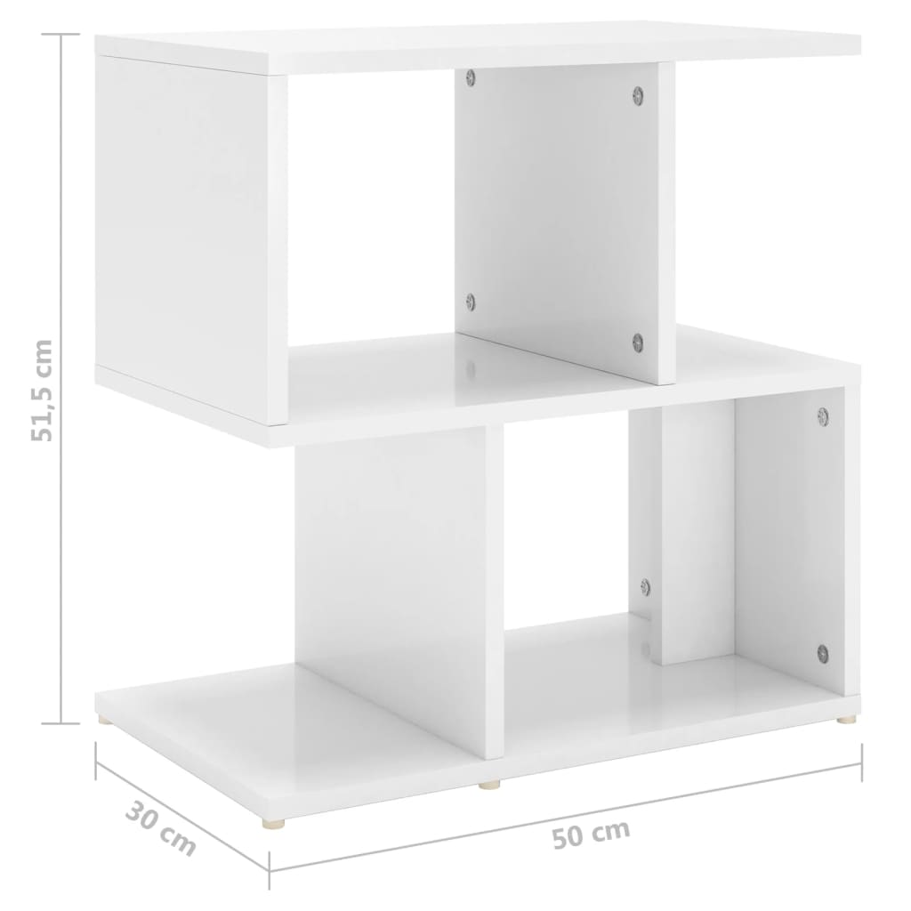 Table de chevet blanc brillant 50x30x51,5 cm bois d'ingénierie