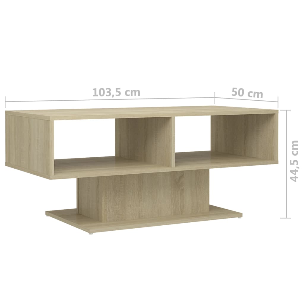 Table basse chêne sonoma 103,5x50x44,5 cm bois d'ingénierie