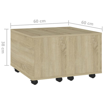 Table basse chêne sonoma 60x60x38 cm bois d'ingénierie