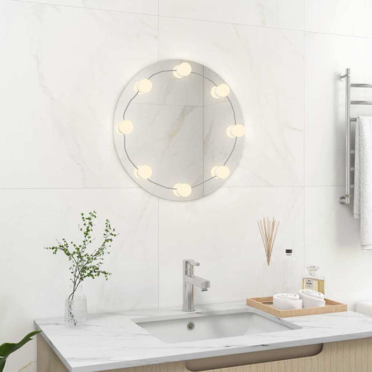 Miroir mural avec lampes LED Rond Verre