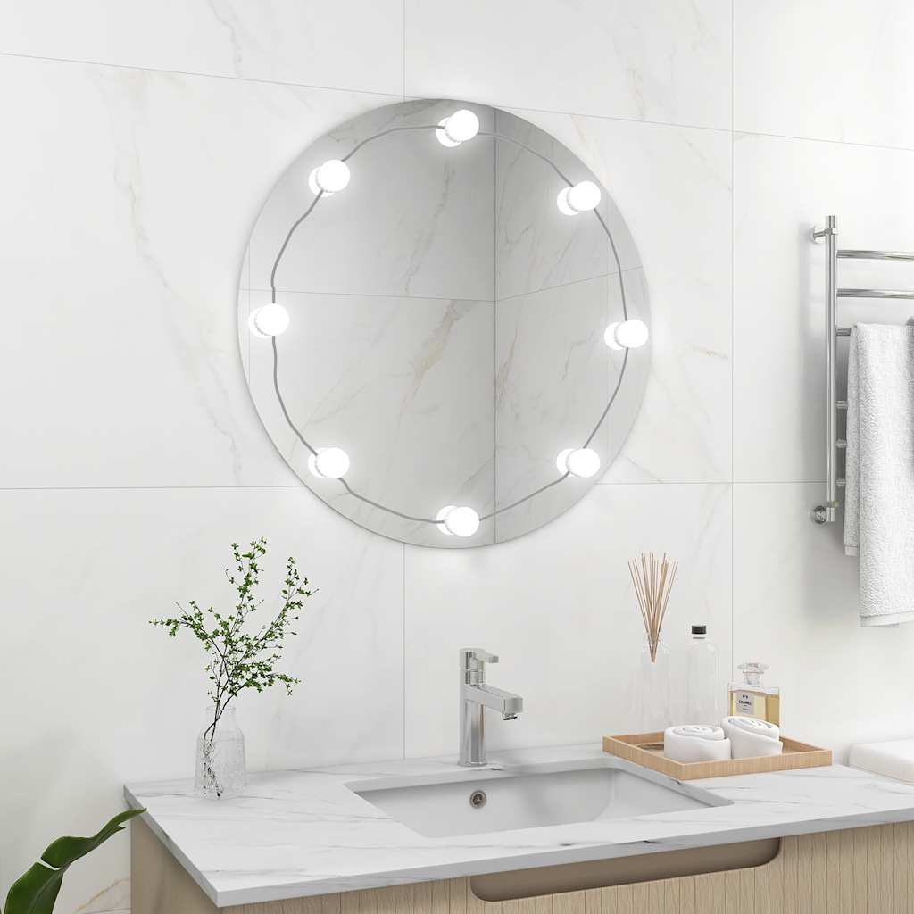 Miroir mural avec lampes LED Rond Verre