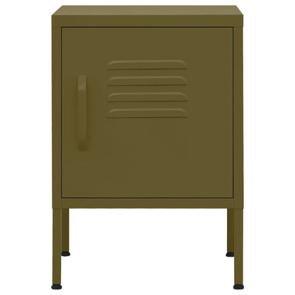 Table de chevet Vert olive 35x35x51 cm Acier