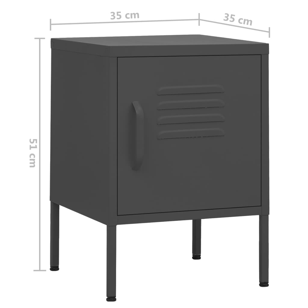 Table de chevet Anthracite 35x35x51 cm Acier