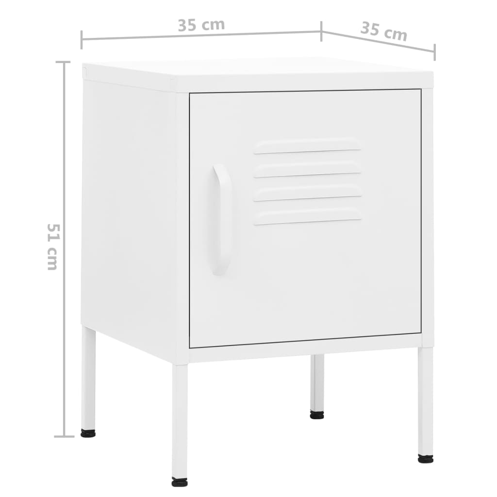 Table de chevet Blanc 35x35x51 cm Acier