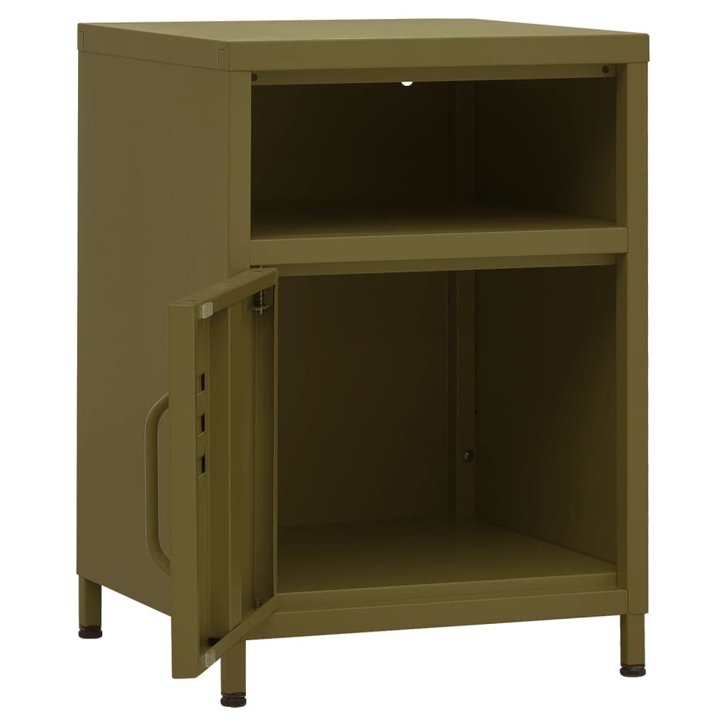 Table de chevet Vert olive 35x35x51 cm Acier