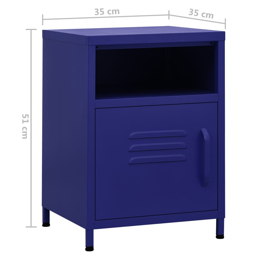 Table de chevet Bleu marine 35x35x51 cm Acier