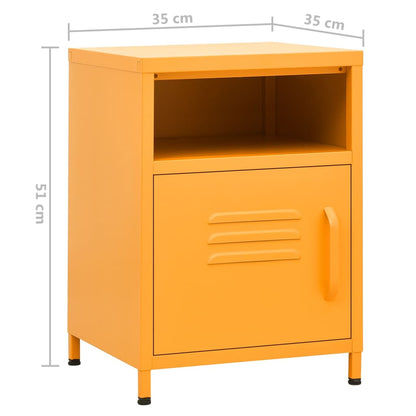 Table de chevet Jaune moutarde 35x35x51 cm Acier