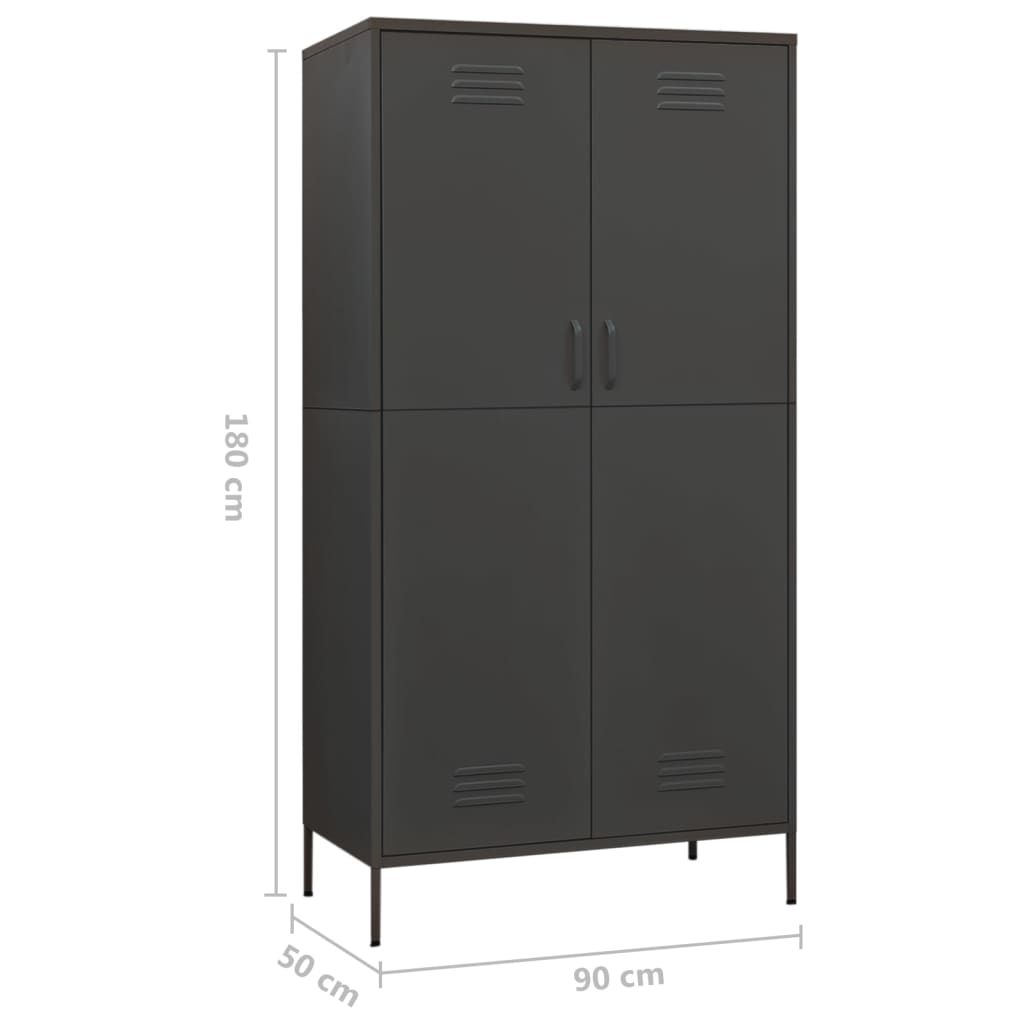 Garde-robe Anthracite 90x50x180 cm Acier