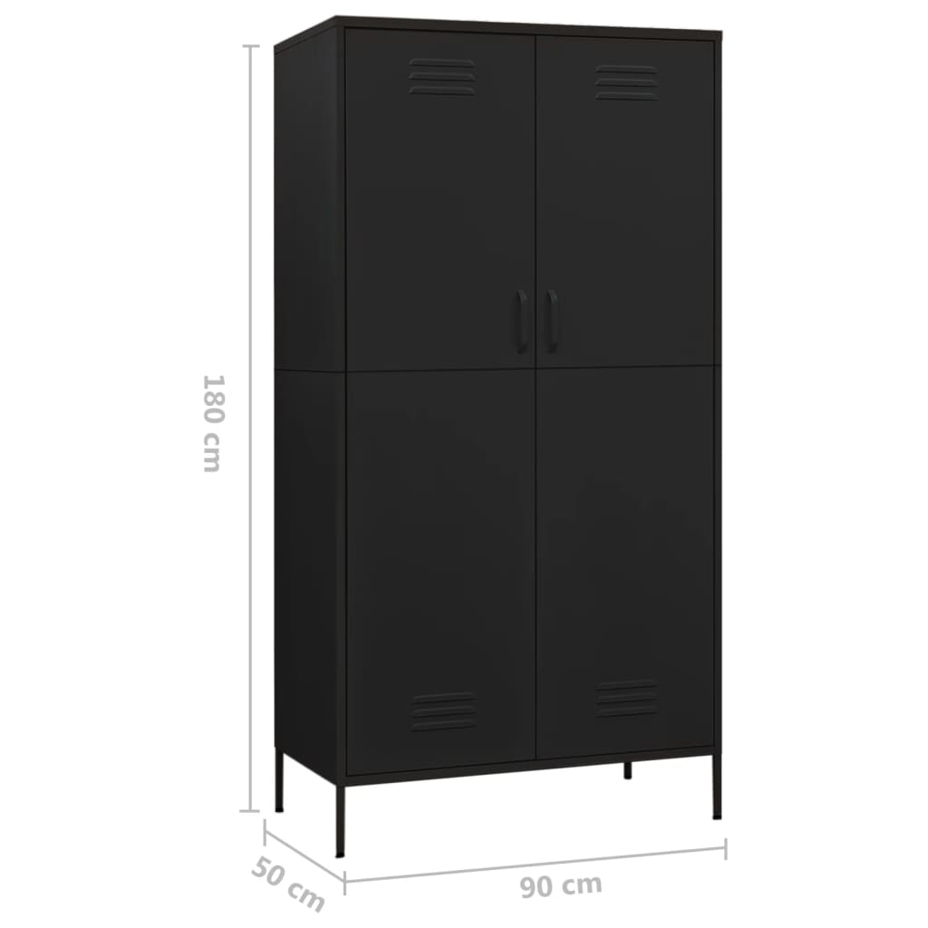 Garde-robe Noir 90x50x180 cm Acier