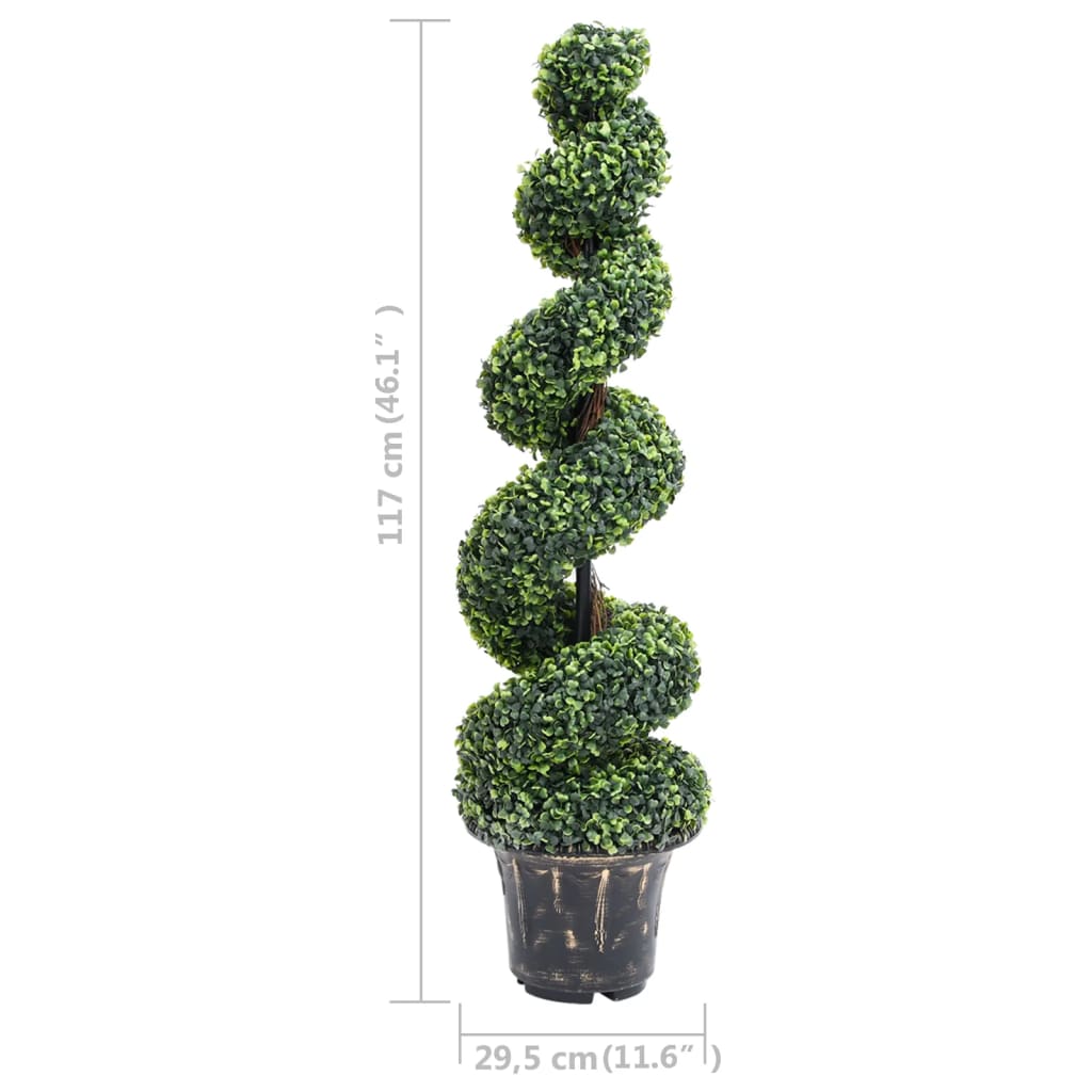 Plante de buis artificiel en spirale avec pot Vert 117 cm