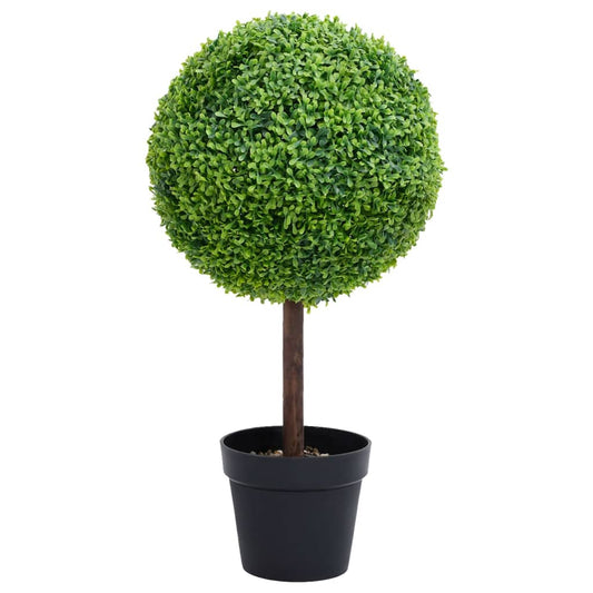 Plante de buis artificiel avec pot Forme de boule Vert 50 cm