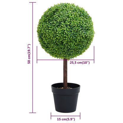 Plante de buis artificiel avec pot Forme de boule Vert 50 cm