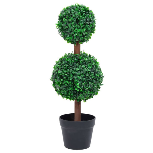 Plante de buis artificiel avec pot Forme de boule Vert 60 cm