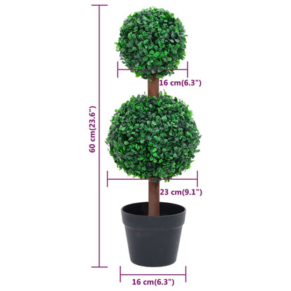 Plante de buis artificiel avec pot Forme de boule Vert 60 cm