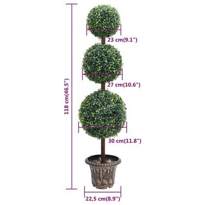 Plante de buis artificiel avec pot Forme de boule Vert 118 cm