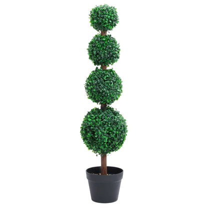 Plante de buis artificiel avec pot Forme de boule Vert 90 cm