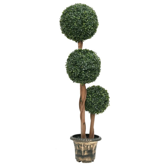 Plante de buis artificiel avec pot Forme de boule Vert 119 cm