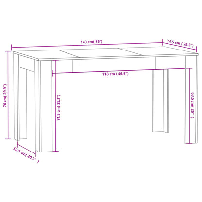 Table à manger Blanc 140x74,5x76 cm Bois d'ingénierie