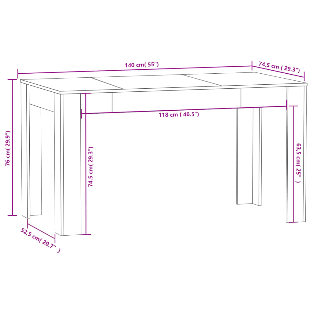 Table à manger Chêne sonoma 140x74,5x76 cm Bois d'ingénierie