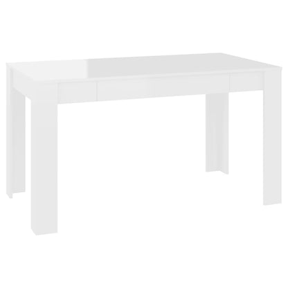 Table à manger blanc brillant 140x74,5x76 cm bois d'ingénierie