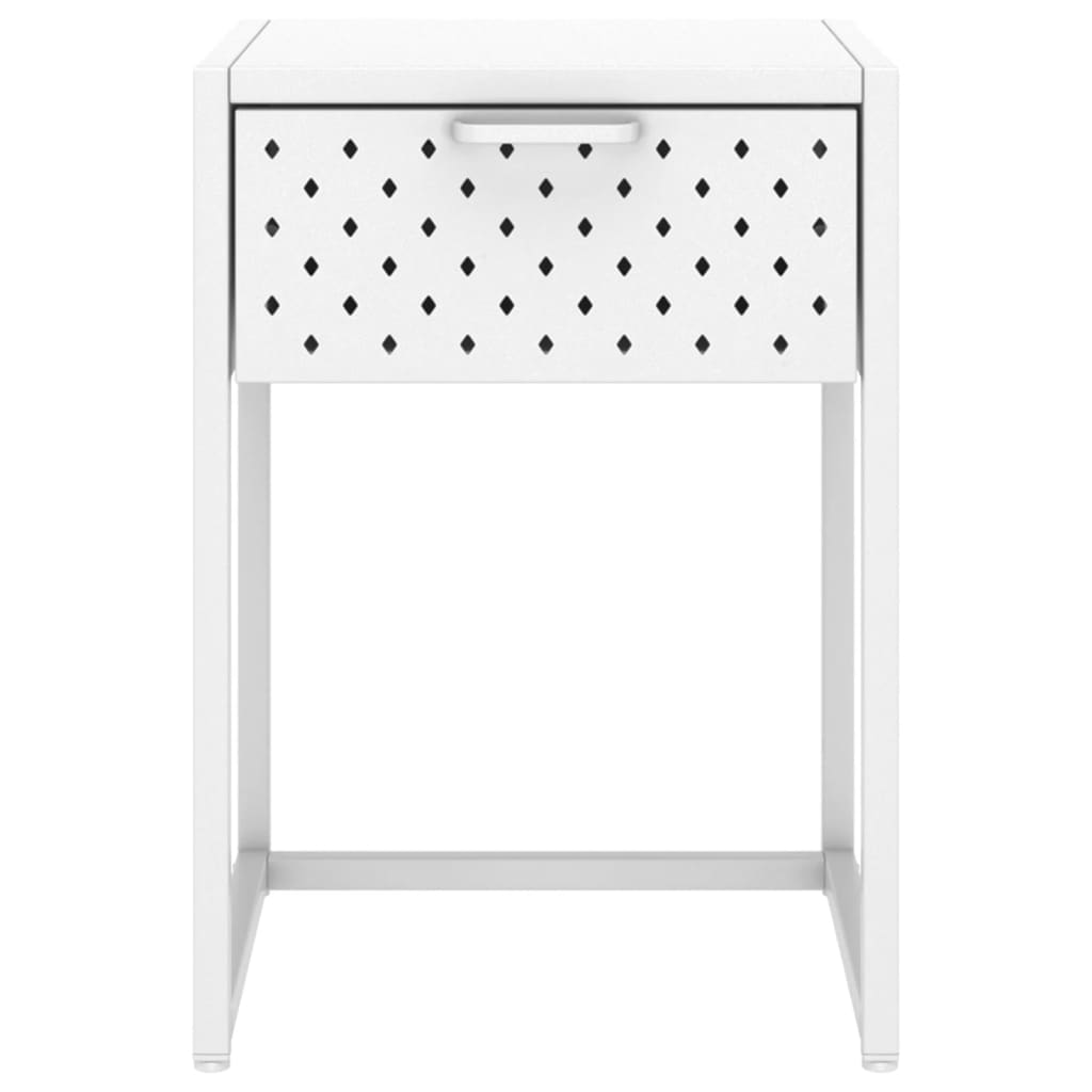 Table de chevet Blanc 38x35x54 cm Acier