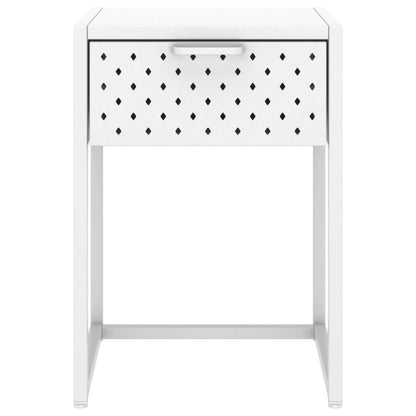 Table de chevet Blanc 38x35x54 cm Acier