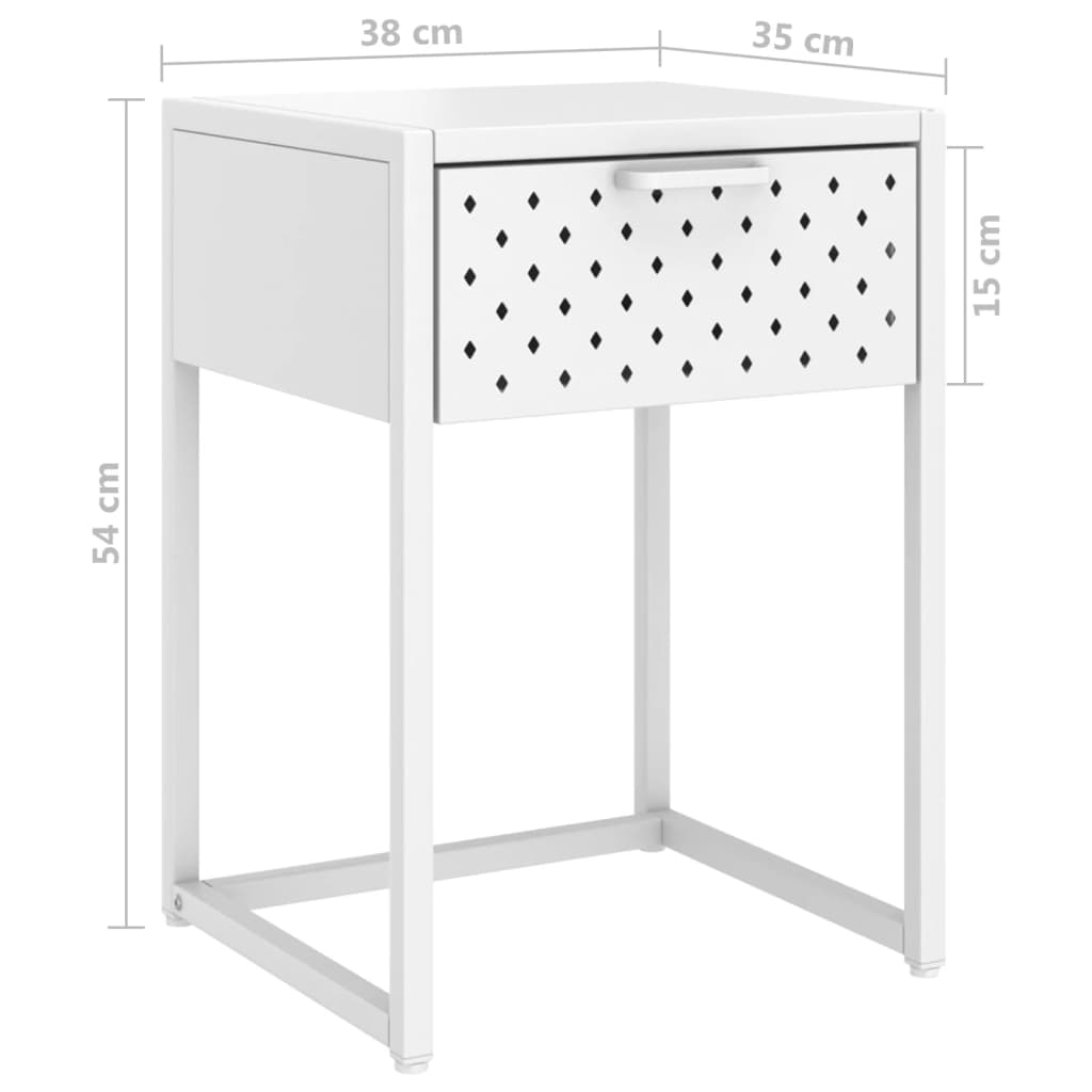 Table de chevet Blanc 38x35x54 cm Acier