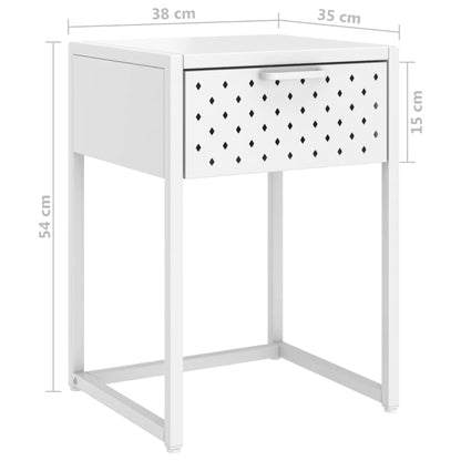 Table de chevet Blanc 38x35x54 cm Acier