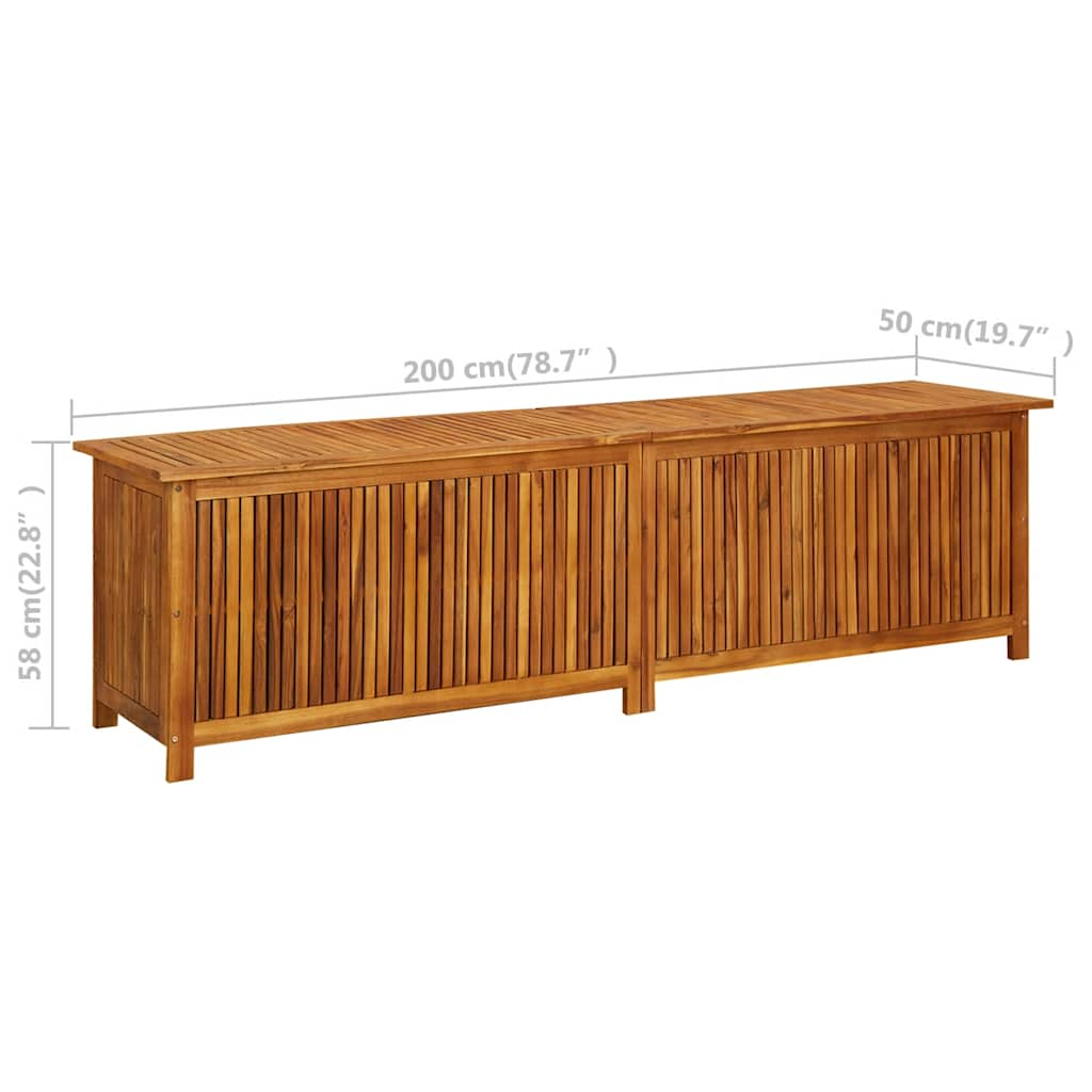 Boîte de rangement de jardin 200x50x58 cm Bois d'acacia solide