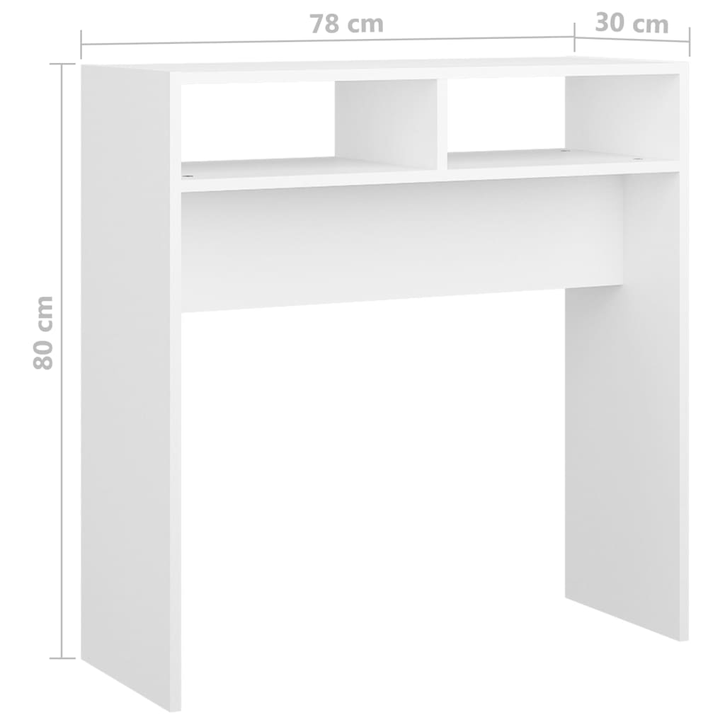 Table console blanc 78x30x80 cm bois d'ingénierie