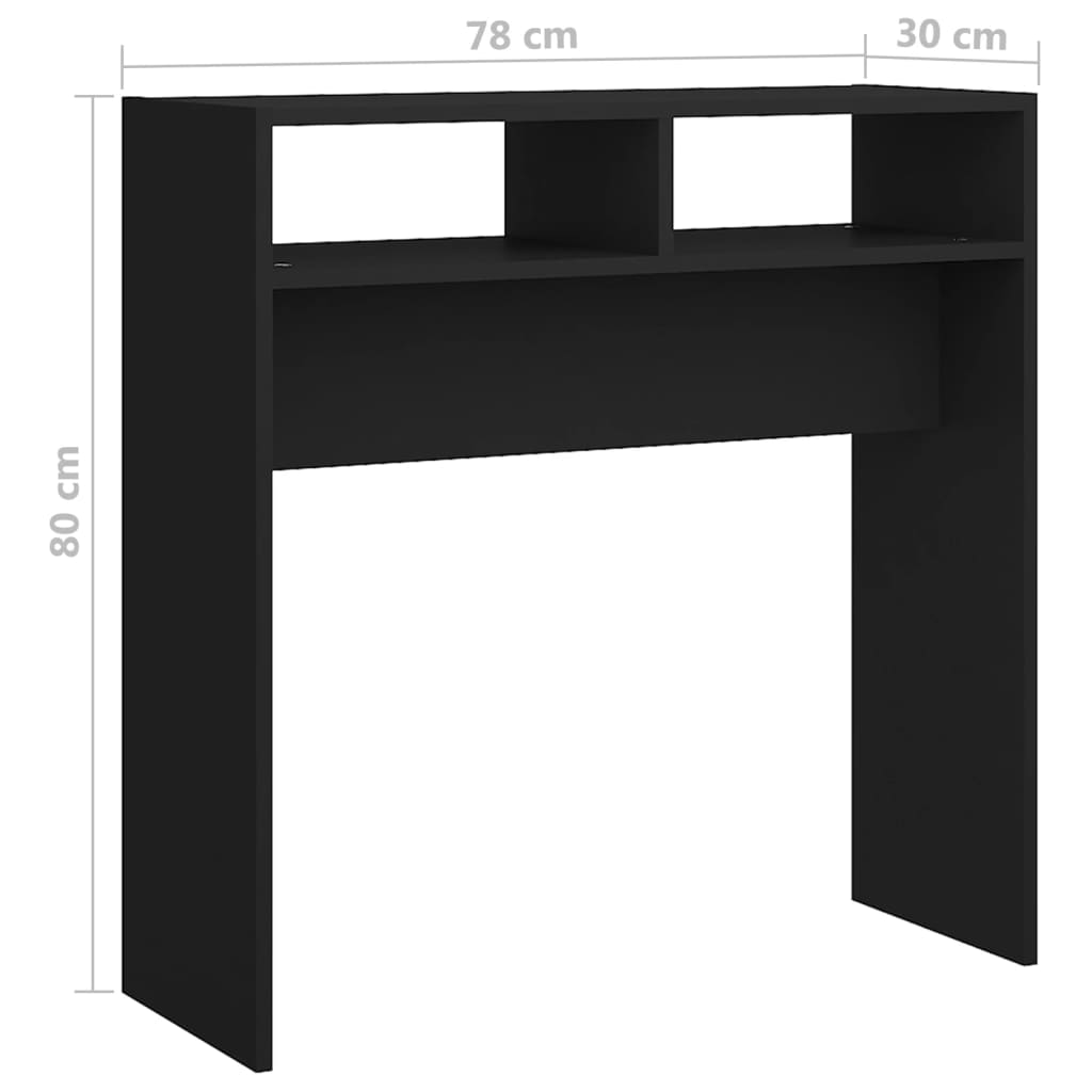 Table console noir 78x30x80 cm bois d'ingénierie