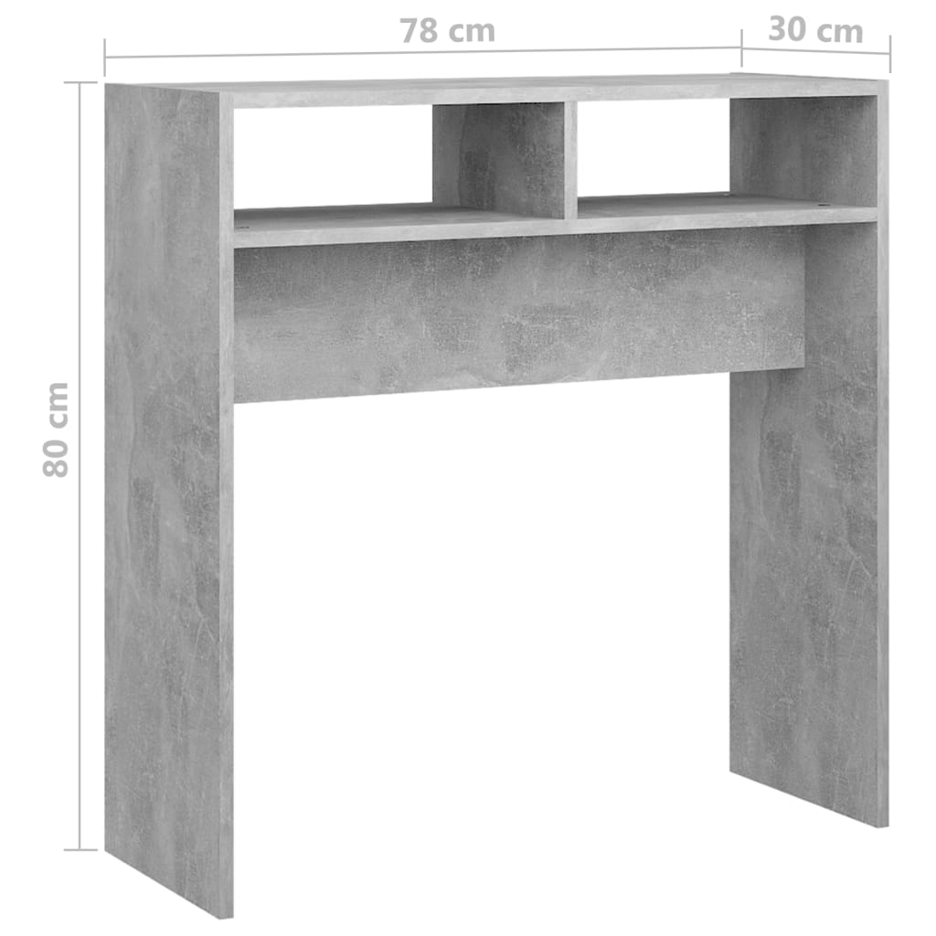 Table console gris béton 78x30x80 cm bois d'ingénierie